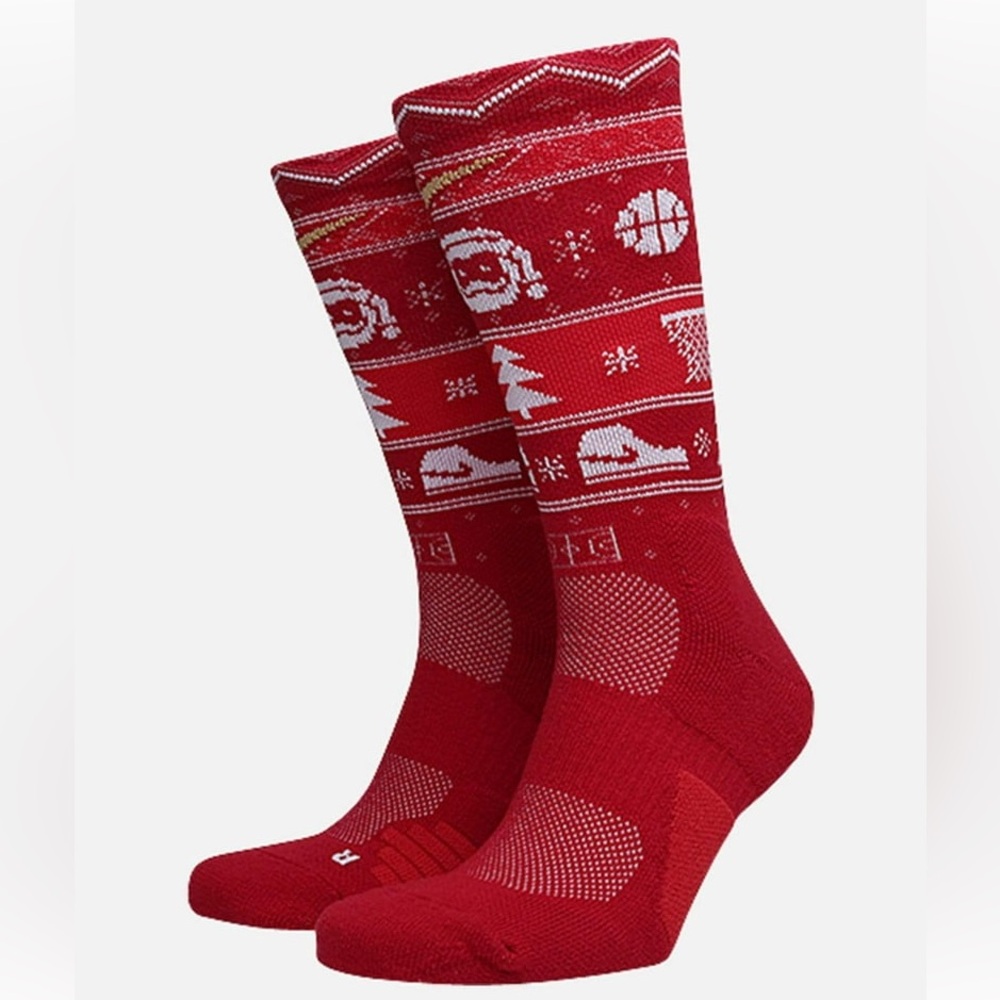 Nike‎ Elite Red Santa NWT Basketball Youth Crew Socks Size M 5Y-7Y Women 6-10